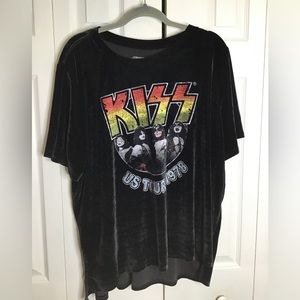 KISS BAND US Tour 1978 Shirt Black Velvet Velour Women's Sz 3X #55